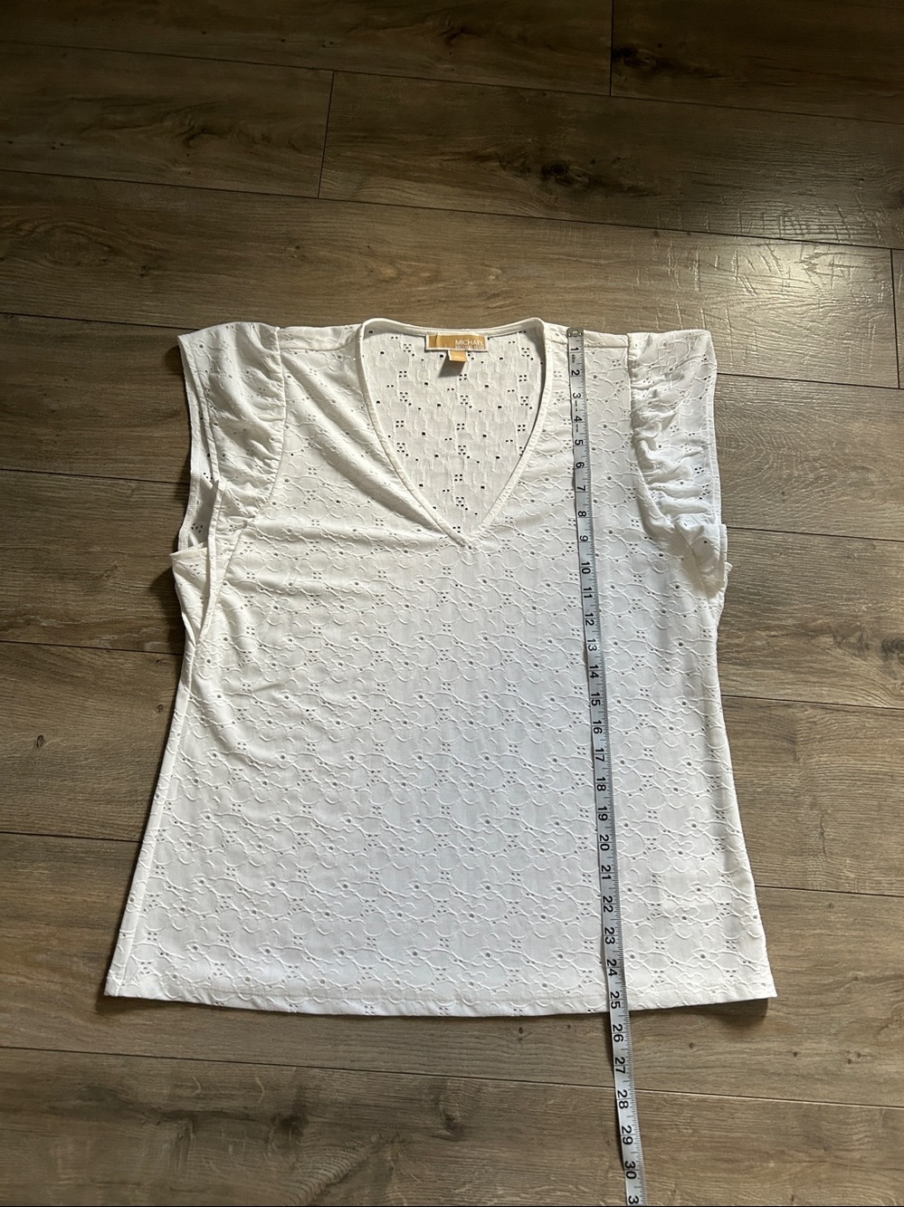 Michael Kors White Eyelet V-Neck Blouse - Picture 5 of 11